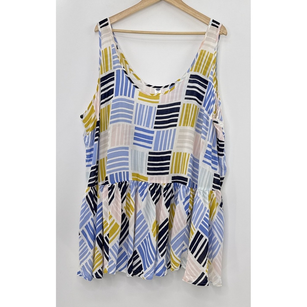 Old Navy Plus Size Multicolor Peplum Sleeveless Geometric Tank Top‎ Sz 4x Preppy
